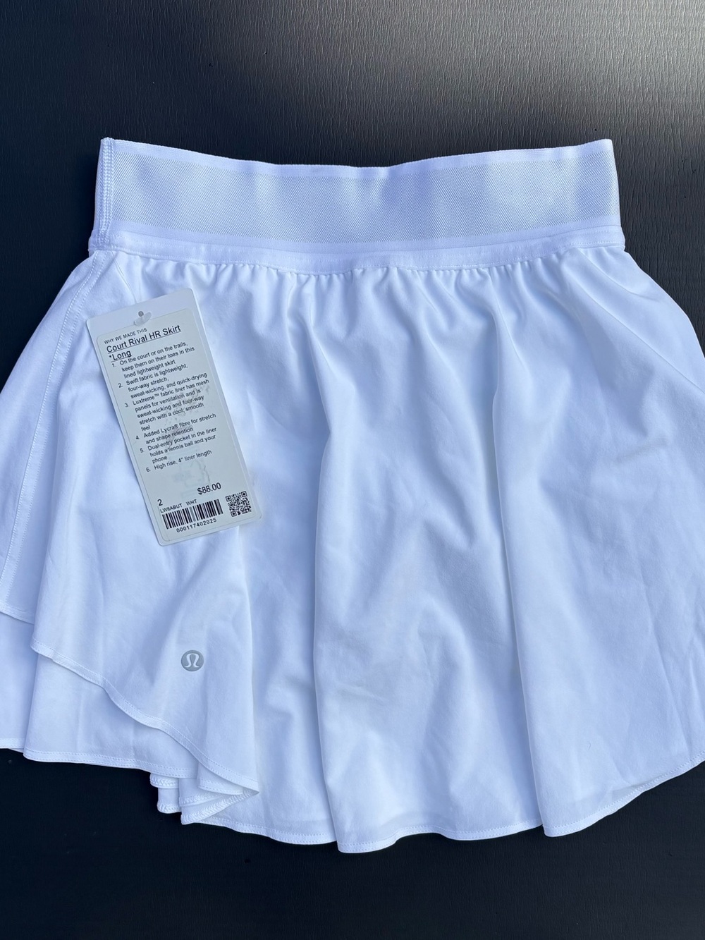 BNWT - Lululemon court Rival HR Skirt *Long -   White